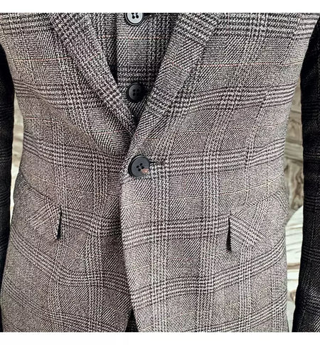 (Blazer + calças) high-end marca formal negócios xadrez terno dos homens noivo vestido de casamento cor sólida palco desempenho smoking S-7XL