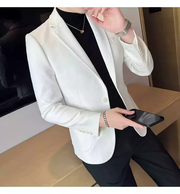 Nova Moda Terno Casaco dos homens Slim Fit Deerskin Veludo Elegante Luxo Blazer Casaco Negócios Casual Casamento Plus Size Terno 4XL-S