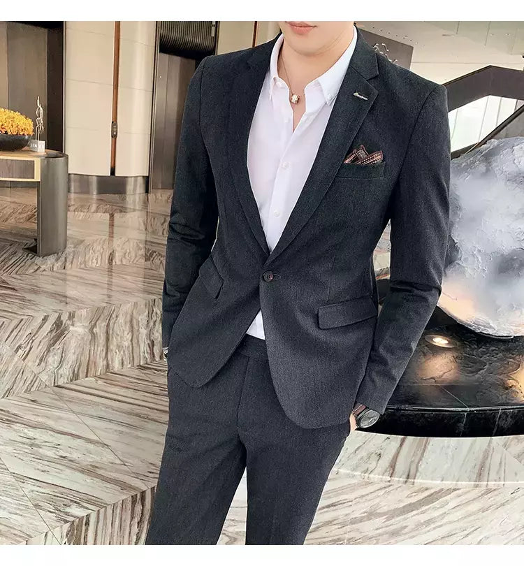 (Blazer + calças) high-end marca formal negócios xadrez terno dos homens noivo vestido de casamento cor sólida palco desempenho smoking S-7XL
