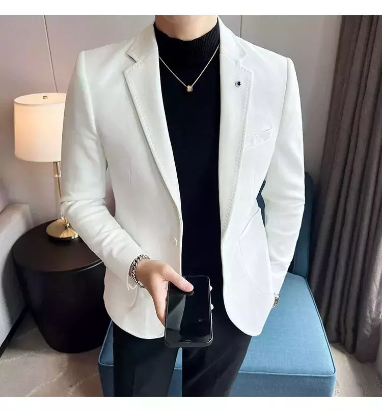 Nova Moda Terno Casaco dos homens Slim Fit Deerskin Veludo Elegante Luxo Blazer Casaco Negócios Casual Casamento Plus Size Terno 4XL-S