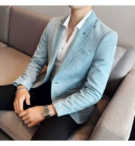Nova Moda Terno Casaco dos homens Slim Fit Deerskin Veludo Elegante Luxo Blazer Casaco Negócios Casual Casamento Plus Size Terno 4XL-S