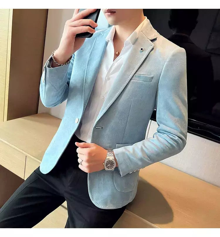 Nova Moda Terno Casaco dos homens Slim Fit Deerskin Veludo Elegante Luxo Blazer Casaco Negócios Casual Casamento Plus Size Terno 4XL-S