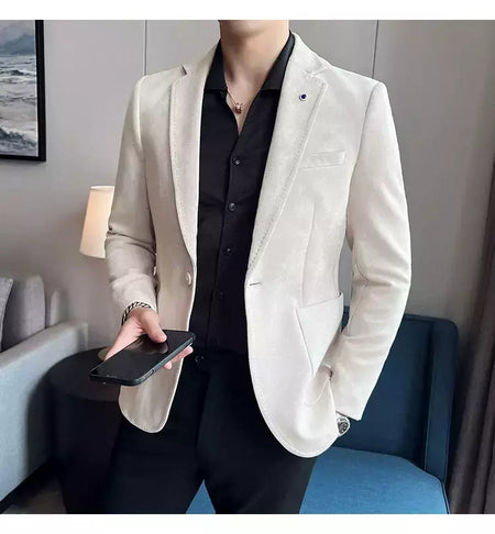 Nova Moda Terno Casaco dos homens Slim Fit Deerskin Veludo Elegante Luxo Blazer Casaco Negócios Casual Casamento Plus Size Terno 4XL-S