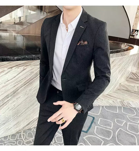 (Blazer + calças) high-end marca formal negócios xadrez terno dos homens noivo vestido de casamento cor sólida palco desempenho smoking S-7XL
