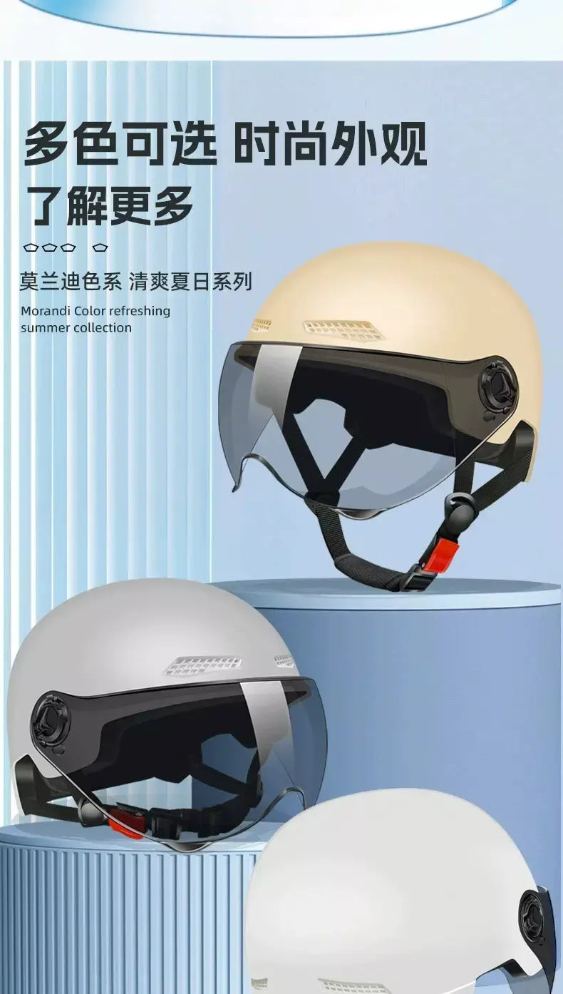 Capacete de segurança de bicicleta 3C certificado masculino e feminino adulto crianças dos desenhos animados bicicleta elétrica motocicleta meio capacete com óculos