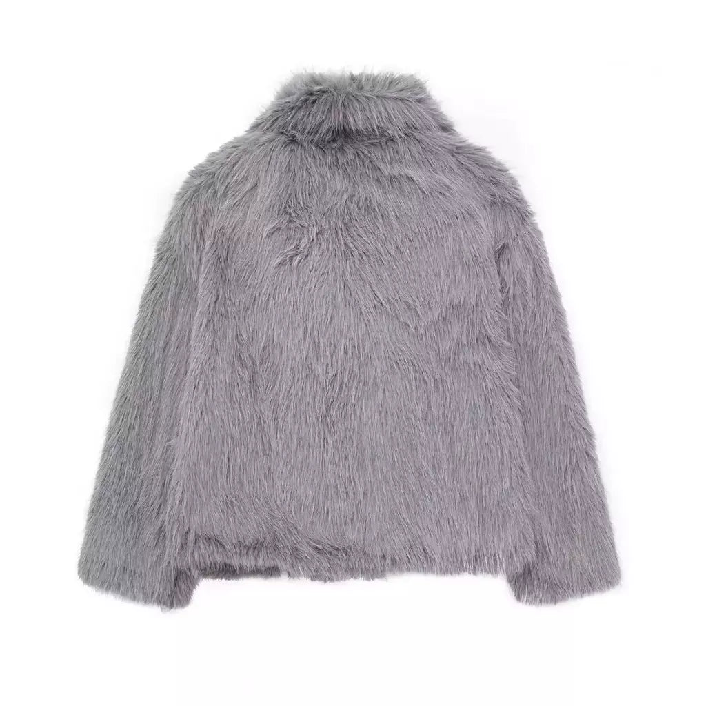 TRAF-Jaqueta feminina de tecido de lantejoulas de metal, casaco solto, gola alta, manga comprida, outerwear feminino chique, outono, inverno, 2023