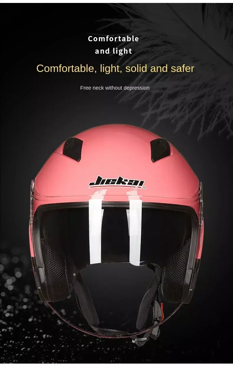 Homens motocicleta metade capacetes lente dupla scooter moto capacete casco aldeia equitação capacete de moto motocross capacetes-JIEKAI