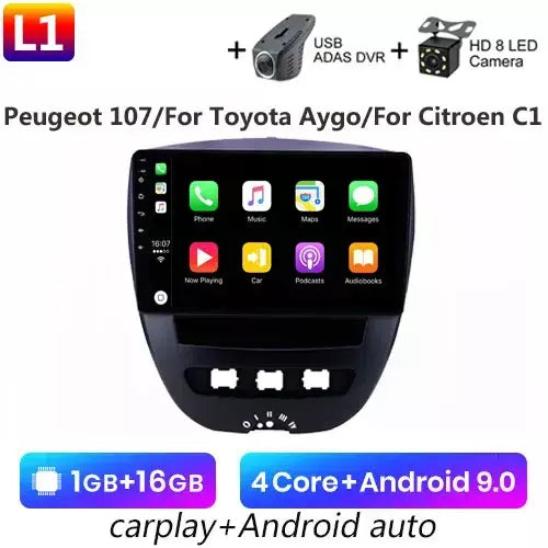 Android 10 2 din reprodutor multimídia do carro para peugeot 107 toyota aygo citroen c1 2005-2014 unidade principal estéreo navegação gps bt wifi