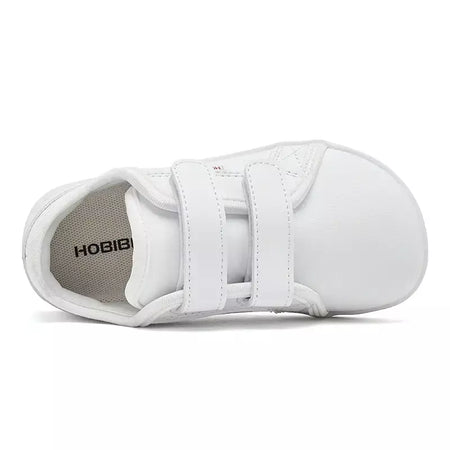 HOBIBEAR-Tênis minimalistas para crianças, leves, gancho de laço, couro artificial, sapatos descalços, pequeno grande e garoto, dedo do pé largo
