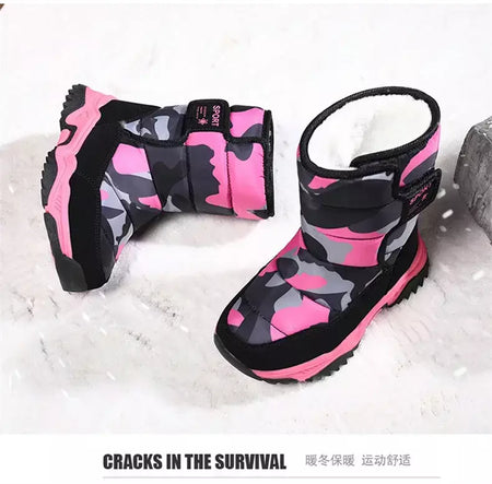 2023 inverno crianças sapatos de pelúcia tecido impermeável antiderrapante sapatos da menina sola de borracha botas de neve moda quente botas ao ar livre