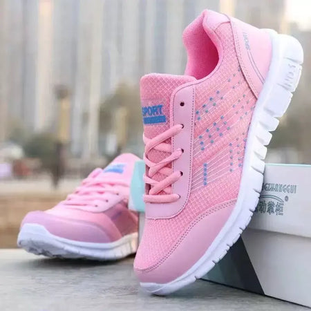 Primavera e outono senhoras diariamente sapatos femininos casuais esportes coreano moda respirável fundo plano correndo luz tênis de viagem