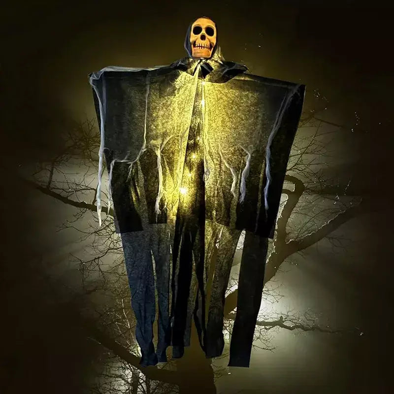 1 pçs halloween brilhante crânio esqueleto gaze pendurado fantasma casa ao ar livre decoração do jardim festa de halloween horror fantasma adereços 2025