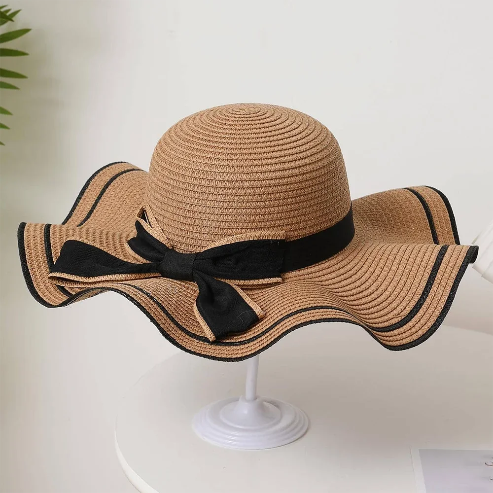 Chapéu de palha praia verão feminino, rosto fresco cobrindo, chapéu de sol versátil de viagem, sombrinha
