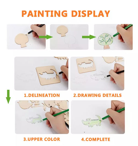 Estênceis de pintura de madeira para crianças, Brinquedos Montessori, Brinquedos de desenho, Aprendizagem Educacional, Presente Infantil, DIY, 20pcs