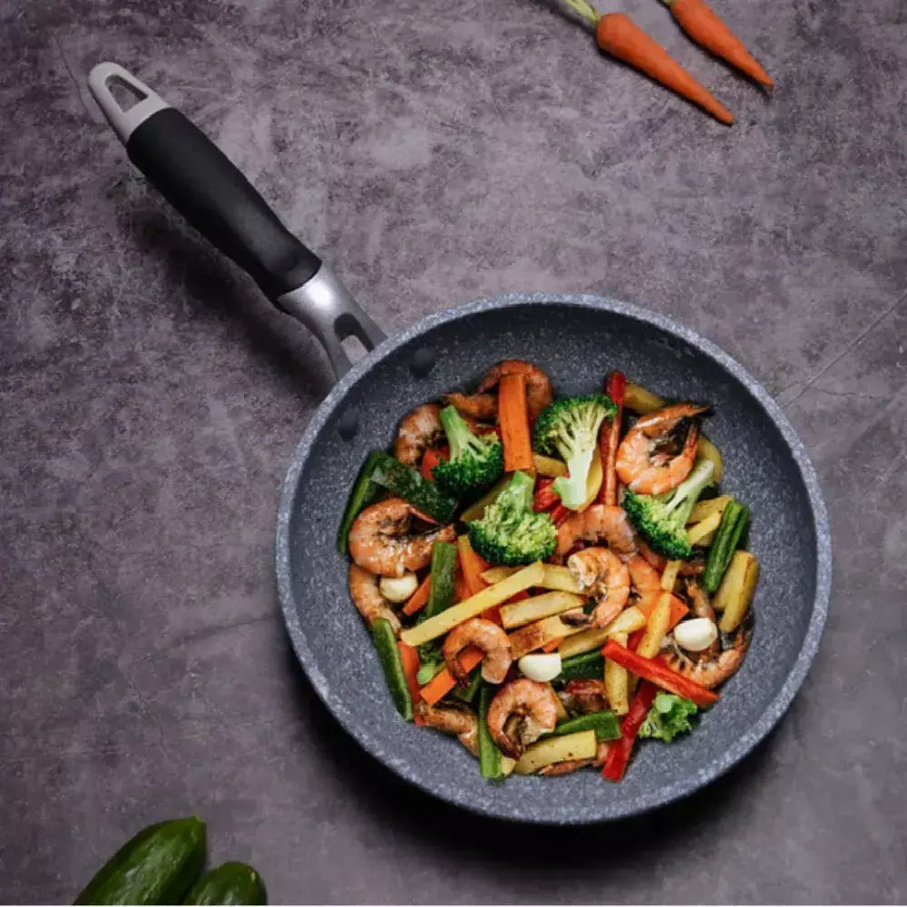Frigideira Antiaderente de Pedra Durável, Frigideira de Caldeirão, Panelas de Fogão de Indução, Ovo Panqueca, Fogão a Gás, Home Wok, 28 cm, 26 cm, 24 cm, 20cm