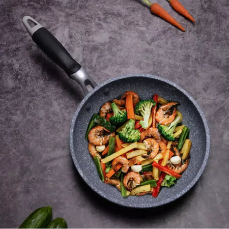 Frigideira Antiaderente de Pedra Durável, Frigideira de Caldeirão, Panelas de Fogão de Indução, Ovo Panqueca, Fogão a Gás, Home Wok, 28 cm, 26 cm, 24 cm, 20cm