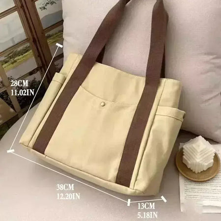 Estilo preppy bolsa de ombro unissex grande capacidade bolsa casual versátil sólida bolsa de lona estudante viajando zíper saco quadrado