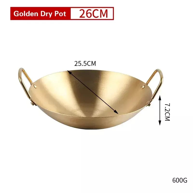 Panela Seca De Aço Inoxidável Espessada, Panela Antiaderente Doméstica, Fornalha De Álcool De Orelha Dourada, Hotpot Pequeno