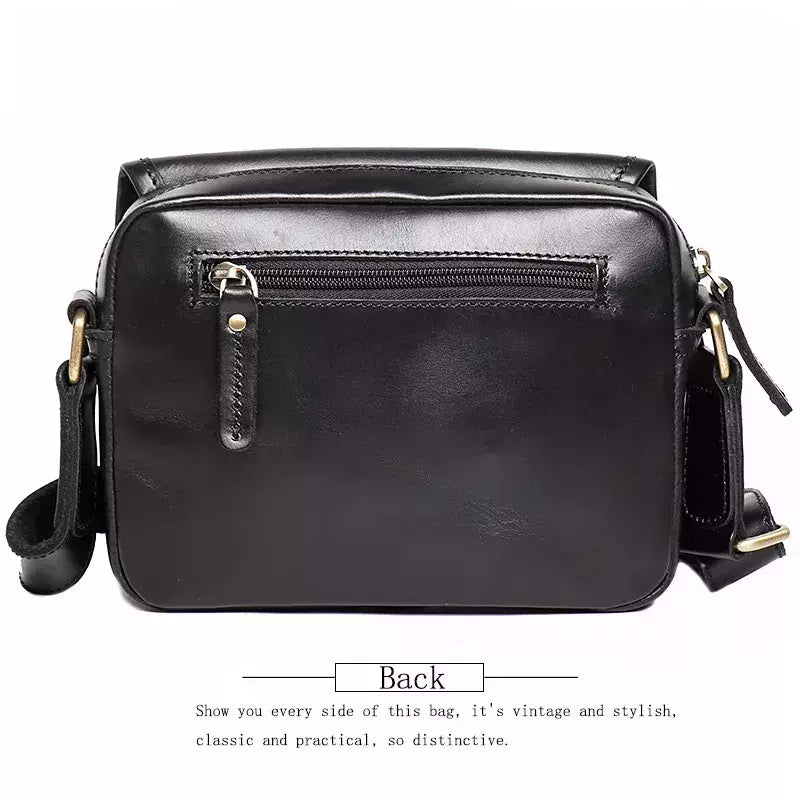 Bolsa de ombro retrô de couro genuíno masculina, grande capacidade, bolsa transversal diagonal, bolsa pequena para iPad, cavalo louco