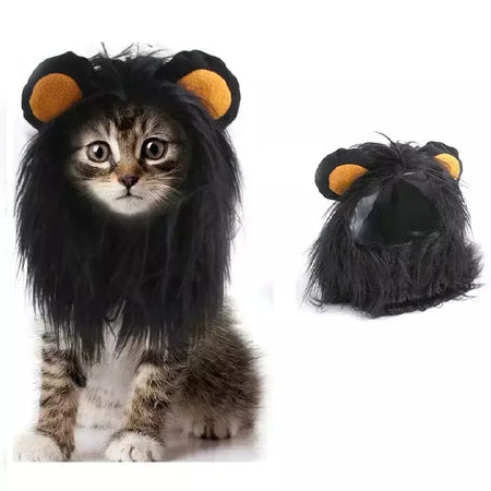Gato cosplay vestir-se chapéu para animais de estimação juba de leão para gato filhote de cachorro leão peruca traje festa decoração halloween natal gatospet suprimentos