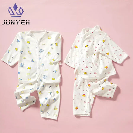Roupas de bebê de 0 a 3 meses, recém-nascido, desenho animado, roupa íntima para casa, botão de algodão, roupas de bebê, meninas, meninos, manga longa + calças compridas
