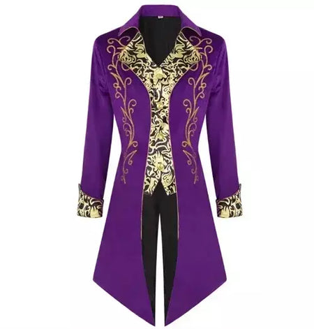 Outono novo roxo masculino luxo jacquard smoking, retalhos impresso casacos, tamanho europeu preto masculino mardi gras vestido longo jaqueta.