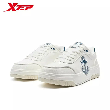 Xtep Board Shoes para homens 2025 primavera antiderrapante embrulho confortável retro sola grossa moda casual sapatos brancos 975119310050