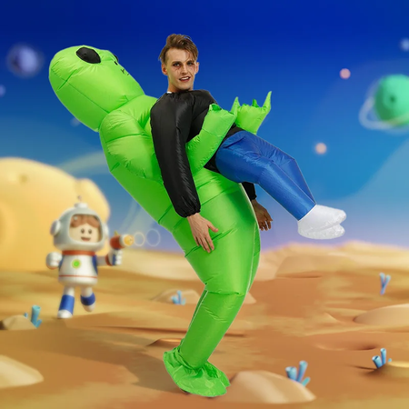 Et alienígena inflável terno alienígena monstro inflável traje assustador verde alienígena cosplay traje para adulto festa festival palco