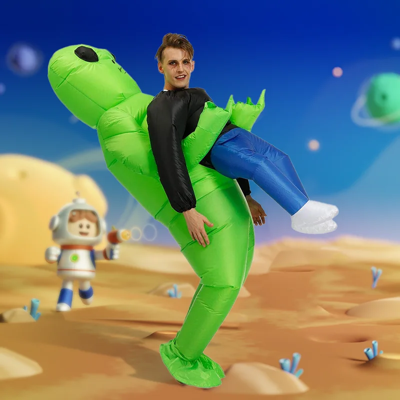 Et alienígena inflável terno alienígena monstro inflável traje assustador verde alienígena cosplay traje para adulto festa festival palco