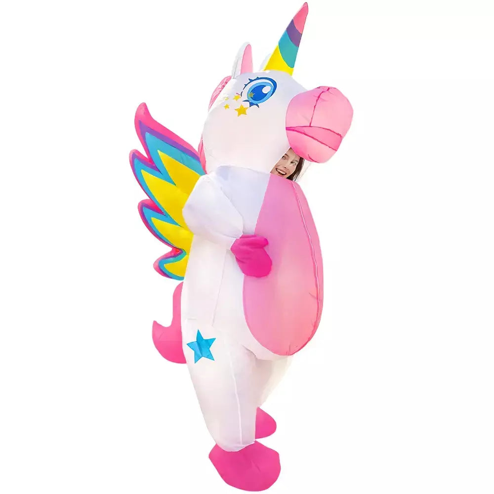 Vestuário colorido unicórnio animal trajes infláveis terno anime purim halloween carnaval festa cosplay traje para crianças adultas