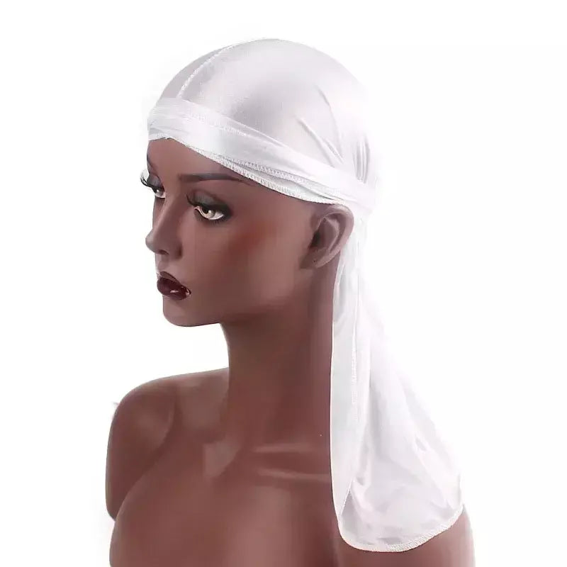 Elasticidade baotou boné faixas de cabelo simulação sedosa durag cauda longa chapéu pirata bandana turbante para crianças criança fita acessórios
