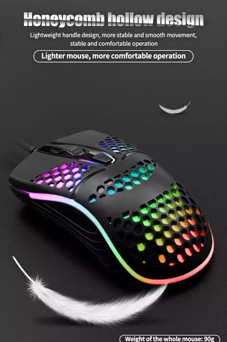 Cabo com fio jogos 7 respiração led luz traseira do mouse óptico usb computador escavado para fora ratos computador portátil desktop 4d pc uso doméstico escritório