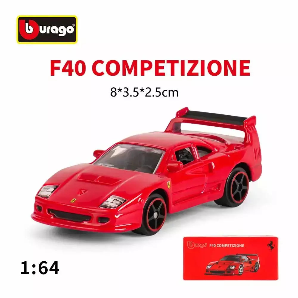 Coleção Ferrari Bburago 1:64 - modelos fundidos em liga LaFerrari 458 Enzo SF90, mini carros de simulação, conjunto de presente para adultos e crianças