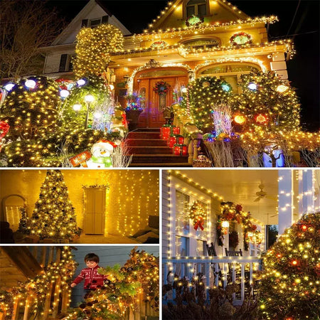Impermeável Fairy String Lights com controle remoto, guirlanda de Natal, decoração ao ar livre, árvore, rua, casamento, festa, 1pc, 500 LED, 1000LED