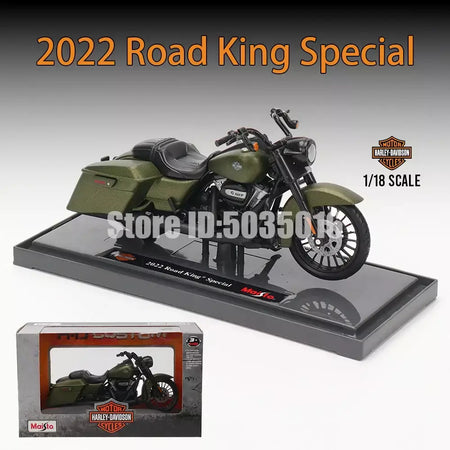 Maisto 1:18 Harley-Davidson Motocicleta 2022 Road King 2022 Fat Bob 114 Liga Modelo de Motocicleta Coleção de Carros de Brinquedo