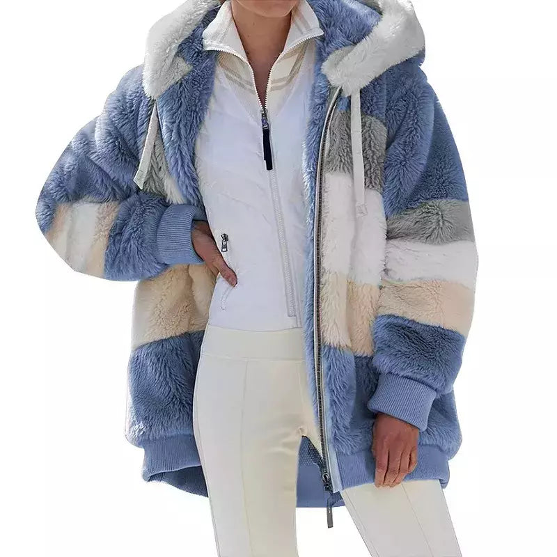 Casaco de capuz extragrande feminino com bolsos macios, streetwear quente, casaco solto, Lady Outerwear, outono, inverno, novo, 2023