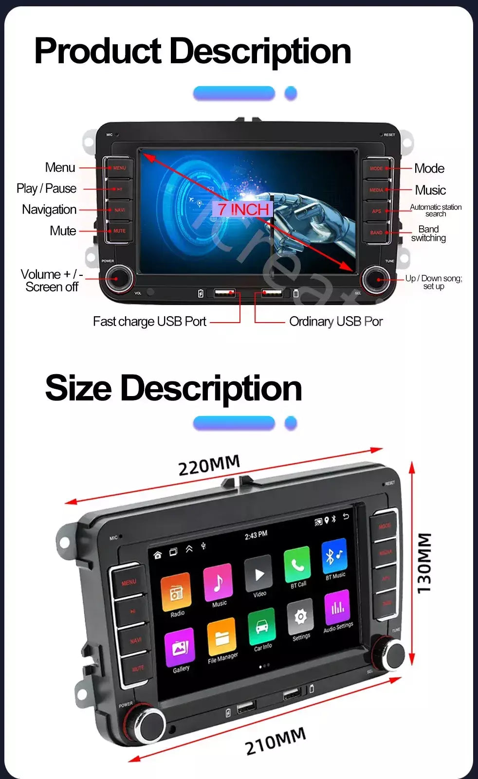 2din rádio do carro android para volkswagen golf 5 6 polo passat b6 b7 cc skoda jetta universal multimídia carplay wifi navegação gps