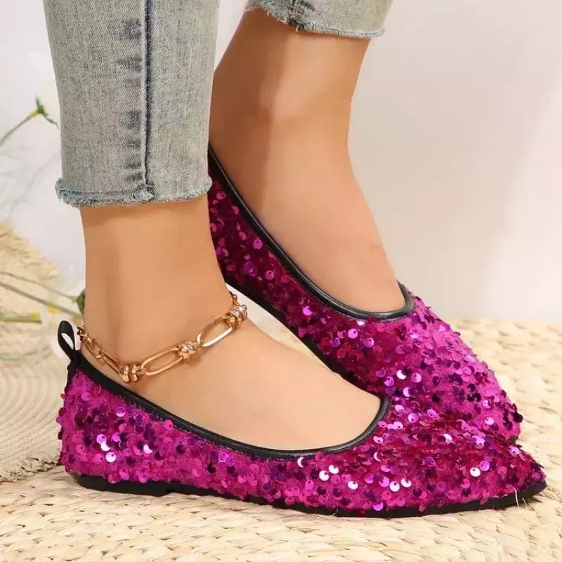 Apontou Toe Bling flats sapatos femininos, sapatos de caminhada casual, sandálias de primavera, marca de moda feminina, novo