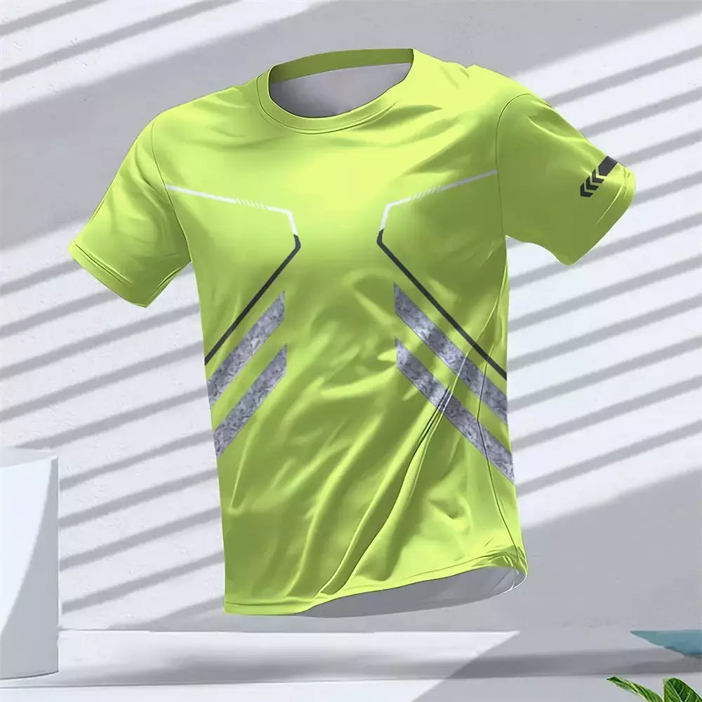 New Hot-Selling Outdoor Running Sports Respirável Quick-Secagem Roupas de Fitness Casual Wear Impressão 3D Em Torno Do Pescoço Adulto T-Shirt