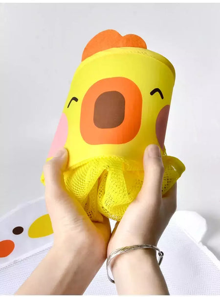 Qwz novo pato dos desenhos animados do bebê saco de malha do banheiro otário design para brinquedos de banho crianças formas animais pano areia brinquedos armazenamento net saco