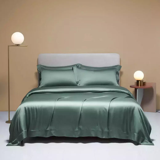 Liv-Esthete-Conjunto de cama cinza, capa de edredão, fronha, lençol, colcha, Double King Queen para dormir, 100% seda, Gift Set, verão