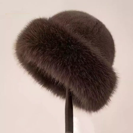 Chapéu de pele de vison feminino, grosso e quente chapéu de pescador, boné mongol, moda feminina coreana, novo, inverno