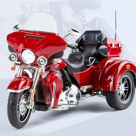 CVO-Tri Glide Alloy Motorcycle Model for Kids, Três Rodas, Cruzeiro, Viagem, Diecast, Lazer na Rua, Luz Sonora, Presente, 1:9