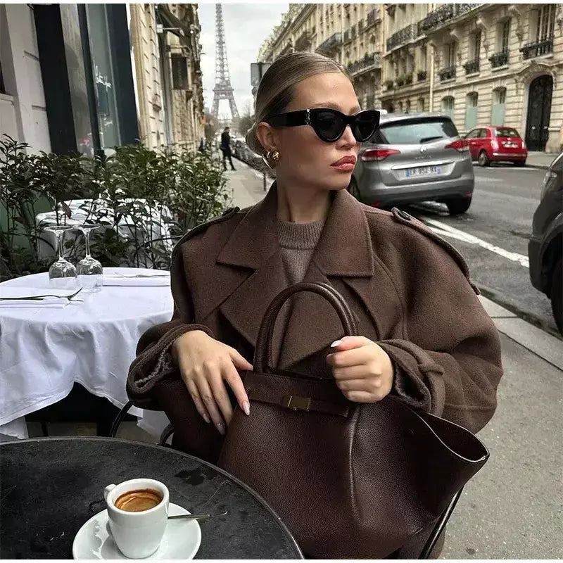 Trench coat maxi oversized feminino com lapela entalhada com cinto duplo breasted vintage streetwear 2025 tendência casual casacos diários