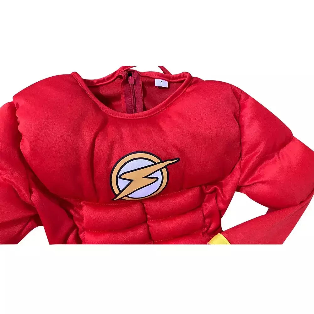 Halloween conjunto de super-heróis flash músculo fantasia vestido unisex fantasia carnaval festa cosplay trajes fantasia vestido chapelaria máscara conjuntos