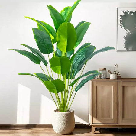 Palmeira tropical artificial 60-90-120cm(47,2 pol.) folhas de planta de banana falsa toque real planta de plástico strelitzia para jardim doméstico