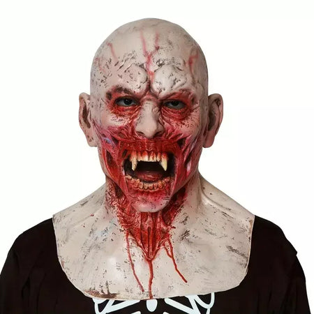 Máscara de vampiro zumbi realista máscara sangrenta látex rosto cheio traje de terror para halloween cosplay festa vestir-se acessório