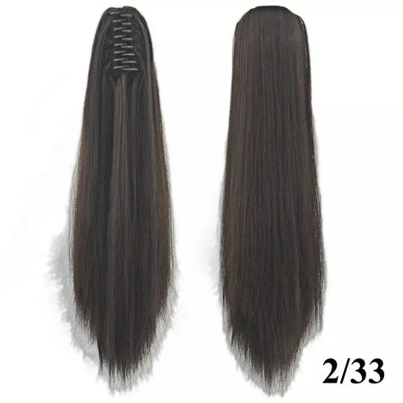Longo reto sintético rosa ombre extensão do cabelo peruca garra rabo de cavalo pônei fada cauda falso peças de cabelo clipe na peruca