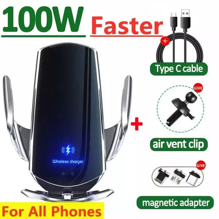 100w carregador de carro sem fio magnético suporte do telefone do carro para iphone 11 12 13 14 15 pro xiaomi samsung carregamento rápido carregadores sem fio