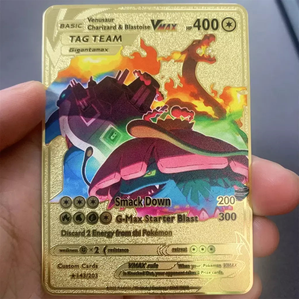 999999 Pontos hp pokemon cartão de metal charizard ouro metal super cartões inglês cartão mewtwo vmax mega anime jogo coleção presentes